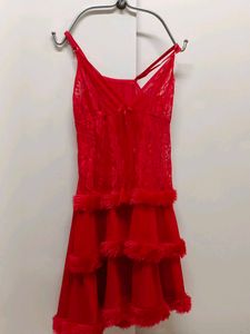 Flirty Red Lace Nightgown