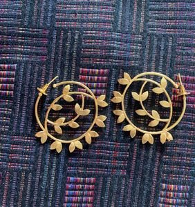 Gold Leaf Hoop Earrings