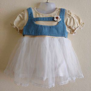 Baby Girl Denim Pinafore Dress with Tulle Skirt