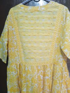 Yellow Printed Anarkali Kurta