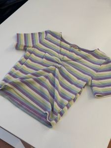 Striped Ruched V-Neck Crop Top