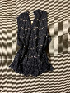 Navy Blue Lace Tank Top