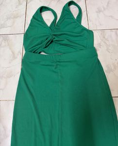 Green Twist Front Cut-Out Dress