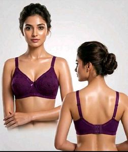 Purple Embroidered Bra