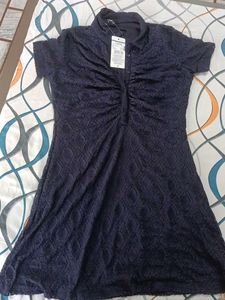 Navy Blue Lace Collared Dress