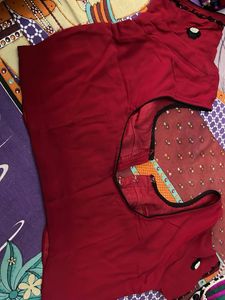 Vibrant Red Embroidered Saree