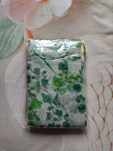 Elegant White &amp; Green Floral Saree