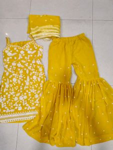 Yellow Embroidered Kurta Set with Dupatta