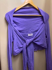 Purple Tie-Front Long Sleeve Top