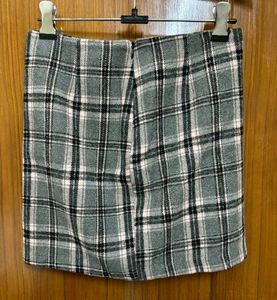 Grey Korean Plaid Mini Skirt