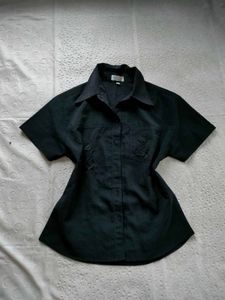 Embroidered Short Sleeve Button-Up Shirt
