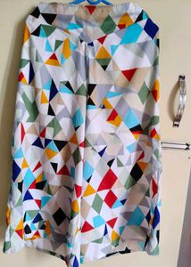 geometric patterned wide-leg trousers or culottes