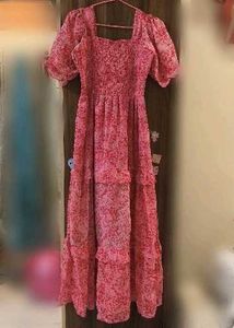 Pink Floral Midi Dress