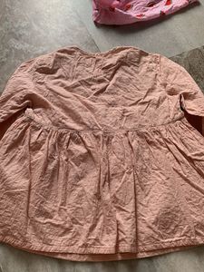Pink Pleated Long Sleeve Top