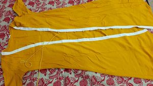 Yellow &amp; White Straight Kurti with Shrug | M Size