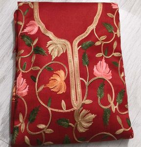kashmiri Embroidered red dress material