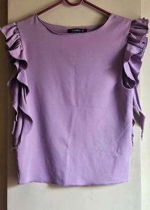 Lilac Ruffle Sleeve Top