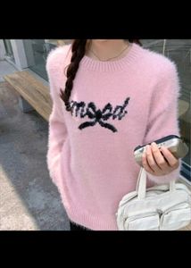 Pink Lace-Up Back Sweater