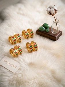 4 pis COMBO Golden Earrings with minakari