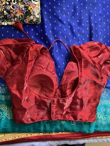 Elegant Red Silk Blouse with Puff Sleeves