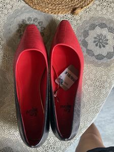 Red & Black Croc Print Ballerinas