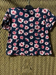 Navy Floral Crop Top