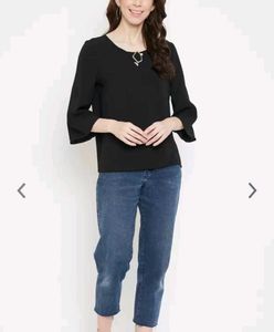 Price Drop Madame Elegant Black Blouse