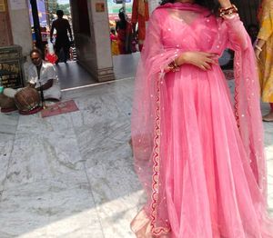 long anarkali suit with dhuptta