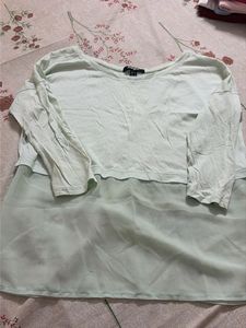 Sea Green Sheer Hem Top