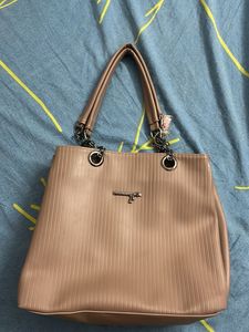 Stylish Beige Textured Handbag