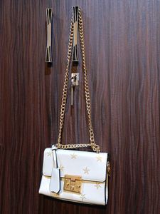 White Star Print Shoulder Bag