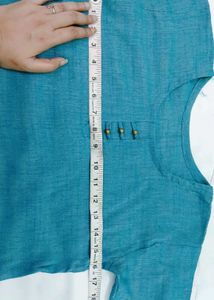 Teal Blue Cotton Kurta