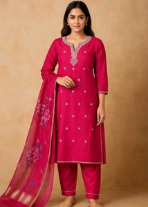 pink Embroidered Kurta Set