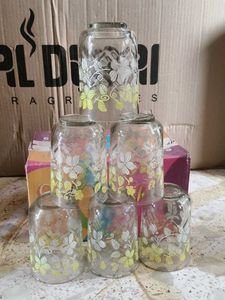 Set of 6 Vintage Floral Glasses