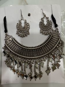 Oxidized Silver Necklace & Earrings (New piece)