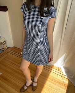 y2k Chic Gingham Button-Up Mini Dress