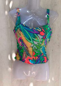 Vibrant Tropical Print Crop Top
