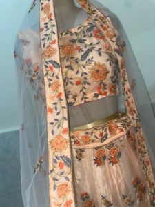 Peach Floral Lehenga Choli Set