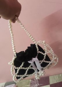 pearl polo black &amp; white bag