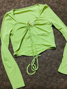Lime Green Ruched Crop Top
