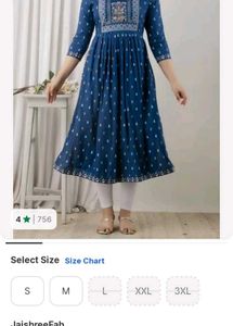 Teal Embroidered Kurta