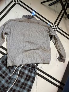 Plaid Wide Leg Pants &amp; Grey Top