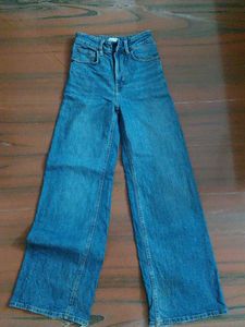 Wide Leg Blue Denim Jeans
