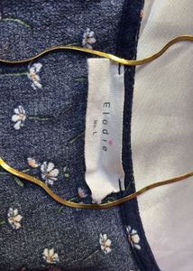 Navy Floral Button-Up Top