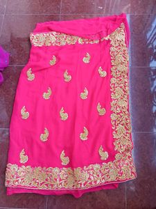 Vibrant Pink Embroidered Saree