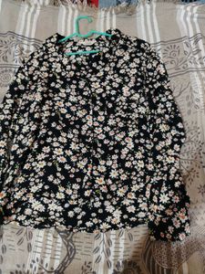 Black Floral Print Long Sleeve shirt
