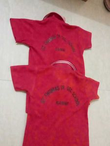 4 Red Polo Shirts and green shirt