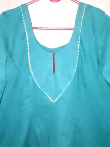 Teal Embroidered Kurta