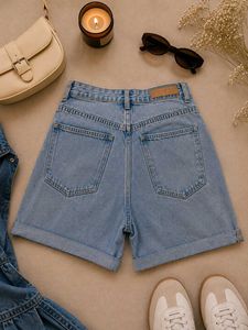 Light Wash Distressed Denim Shorts