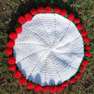 Handmade Crocheted Floral Rug